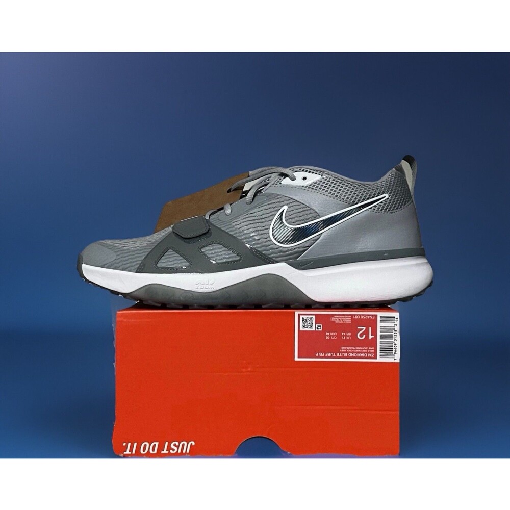 Size 12M- Nike Air Zoom Diamond Elite Turf TB Baseball Shoes Gray FN4250-001 New